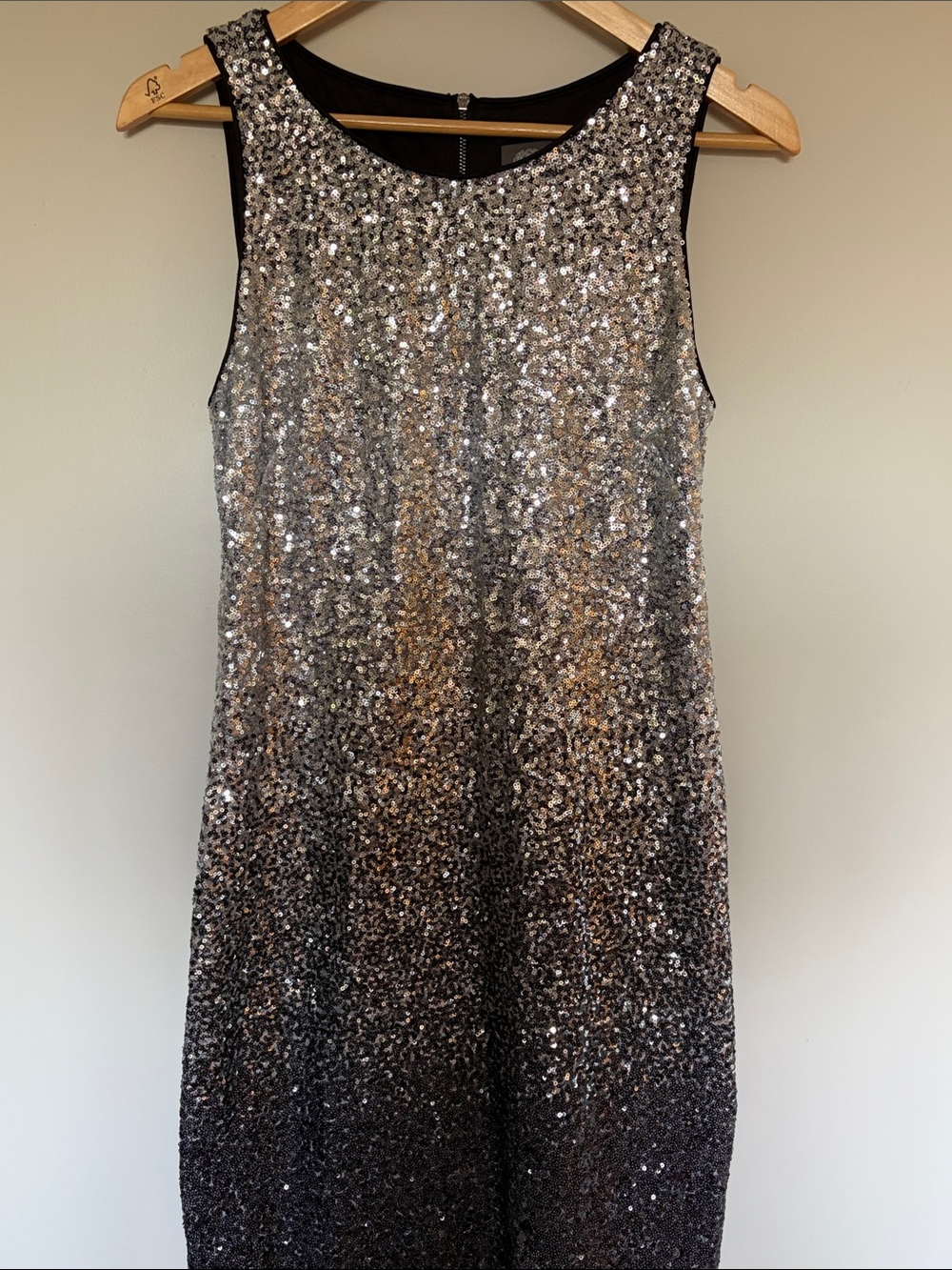 Vince Camuto Sleeveless Silver Sequin Ombre Dress